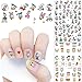 Designer Nail Art Stickers Decals Cute 3D Self Adhesive Nail Art Supplies Cartoon Nail Stickers for Women DIY Nail Design Decals for Acrylic Nails Decoration 5 Sheets