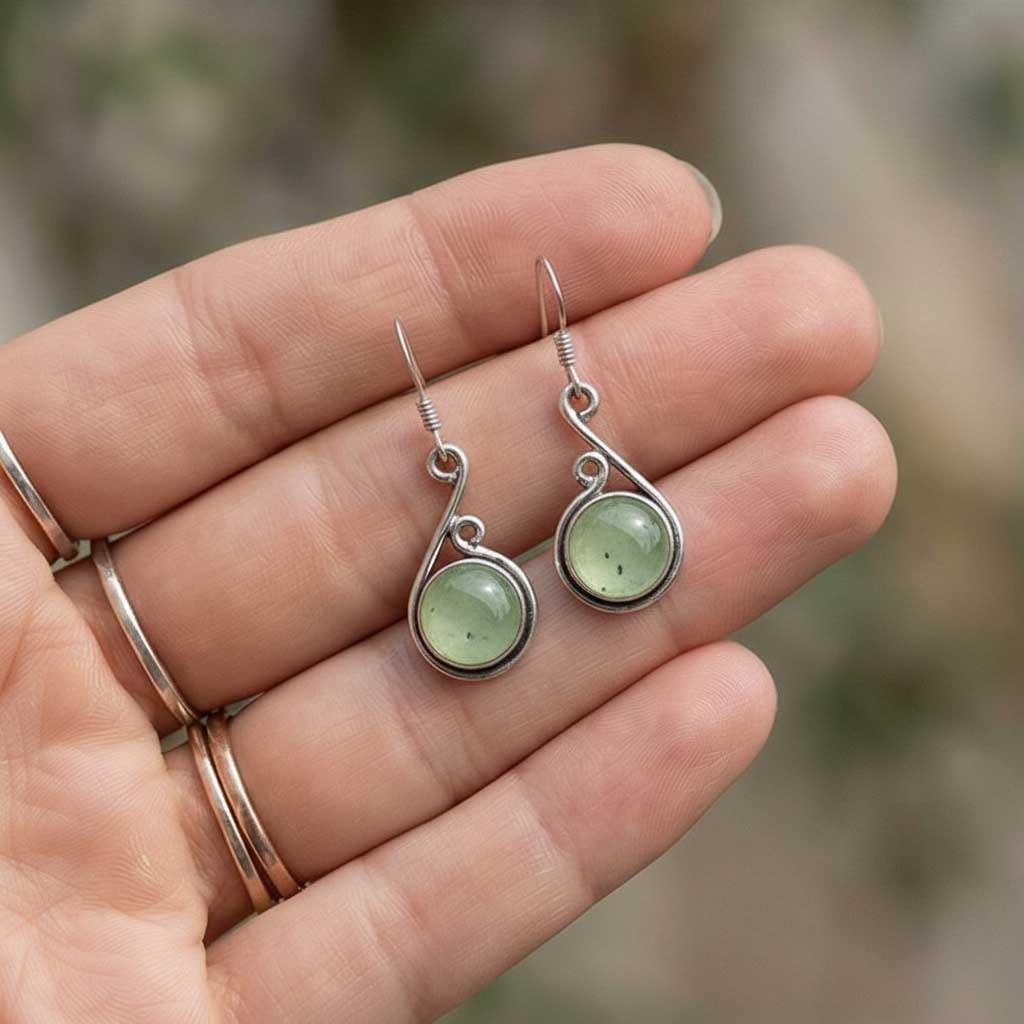 Handmade 925 Sterling Silver Overlay Drop Dangle Earring Natural Gemstone Carnelian, Crystal, Moonstone, Turquoise Round Boho Jewelry For Women