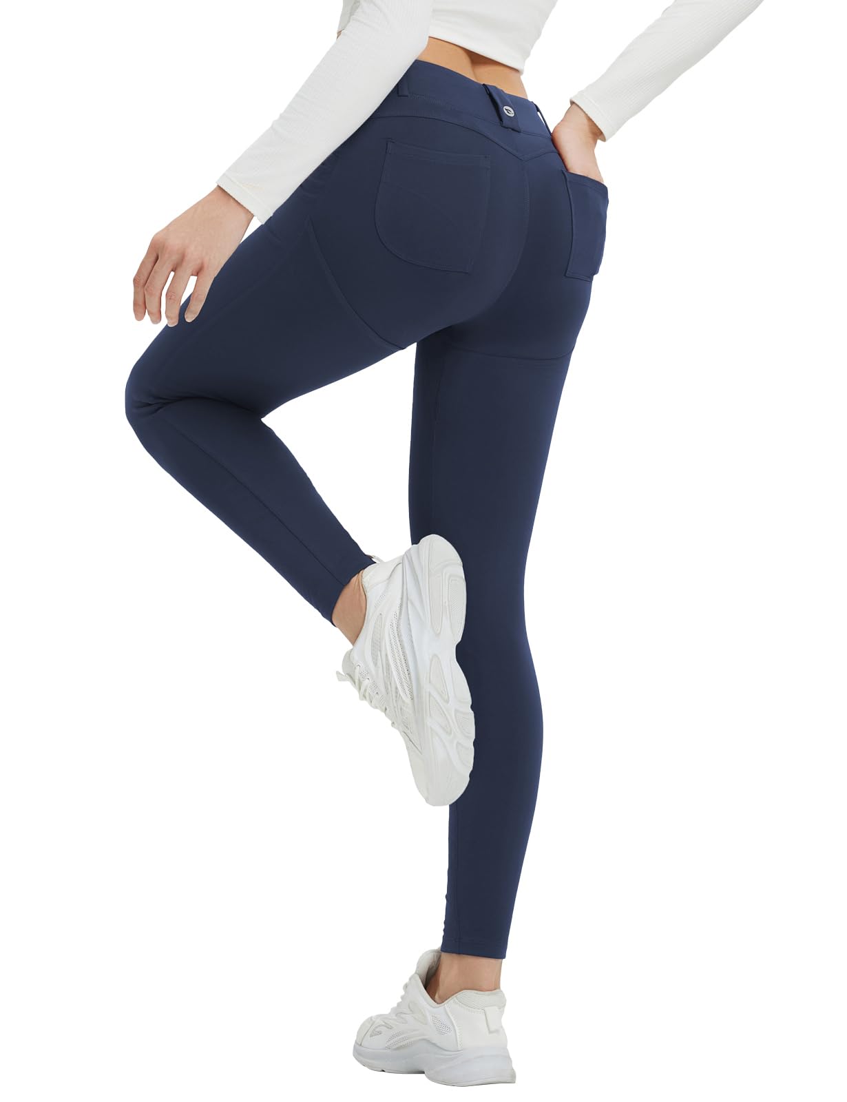 baleaf Legging thermique pour femme - Taille haute - Avec poches - Doublure en polaire - Pantalon de sport - Pour l'extérieur - Slim Fitness