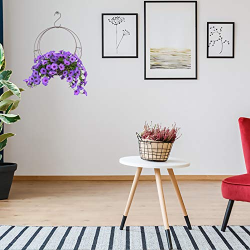 Yardwe Iron Wire Wreath Frame Succulent Pot Moon Shaped Metal Hanging Planter Plant Holder Flower Hanging Basket #TOP3