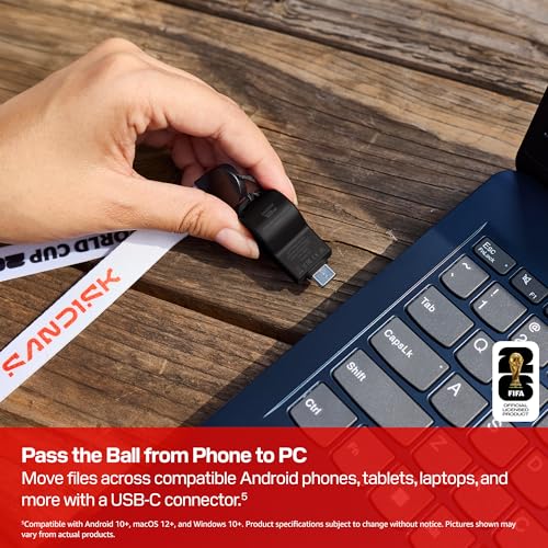 Image of SANDISK 64GB USB-C Flash Drive, FIFA World Cup 2026 Edition - Up to 300MB /s Transfer speeds, USB 3.2 Gen 1, USB Type-C - Black - SDCZIA-064G-G46