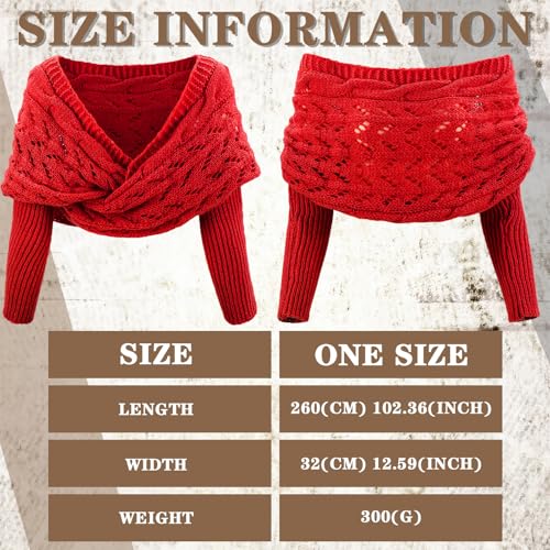 Image of Geyoga 2 Pcs Scarf with Sleeves for Women Knitted Wrap Sweater Scarf with Sleeves Shrugs for Women Wrap Shawl