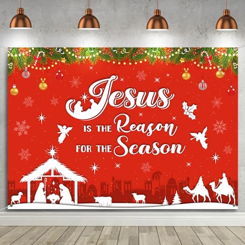 Tiamon Christmas Religious Backdrop Jesus is The Reason for The