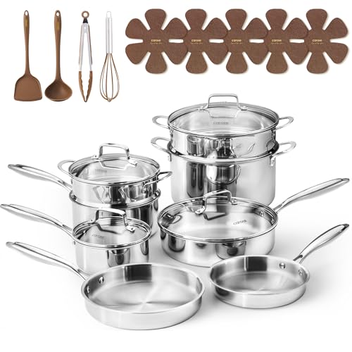 Carote 21Pcs Tri-Ply Stainless Steel Cookware Set