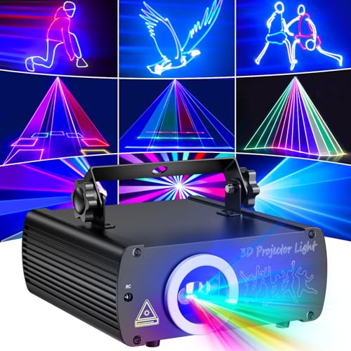 Ehaho Luci Discoteca, 3D RGB Animazione Luci DJ, Luce Discoteca per Feste con Telecomando, Luci Discoteca a Ritmo di Musica,Luce Stroboscopica compatibile con DMX512 Per Festa Nightclub KTV