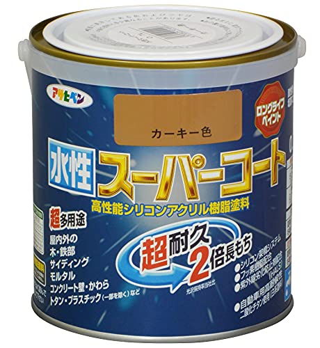 アサヒペン ペンキ 水性スーパーコート 水性多用途 カーキー 0.7L