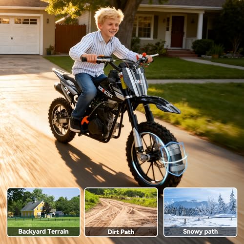 Image of 50cc 4 Stroke Dirt Bike for Kids 8-14,Gas Powered Dirt Bike with No Oil Mixing,Front&Rear Disc Brakes,Kids Dirt Bike with Inverted Fork Suspension,Pull Start,40MPH