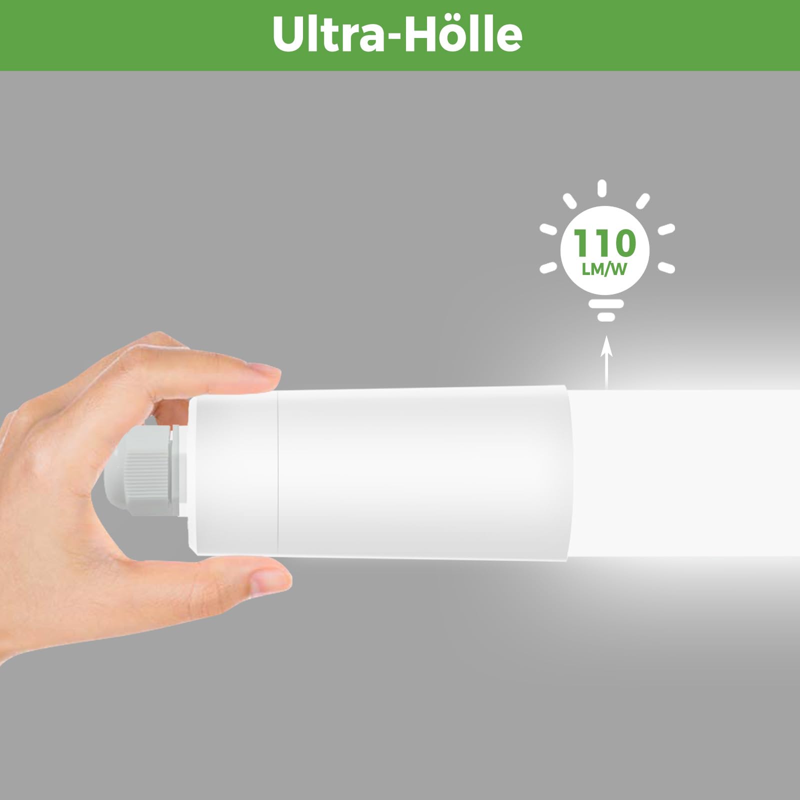 zemty Feuchtraumleuchte LED Röhre 120CM, 3000K/4000K/6500K 36W 3960LM LED Deckenleuchte, IP65 Wasserfest Lichtleiste für Kellerlampe, Werkstattlampe, Küchenlampe, Badlampe