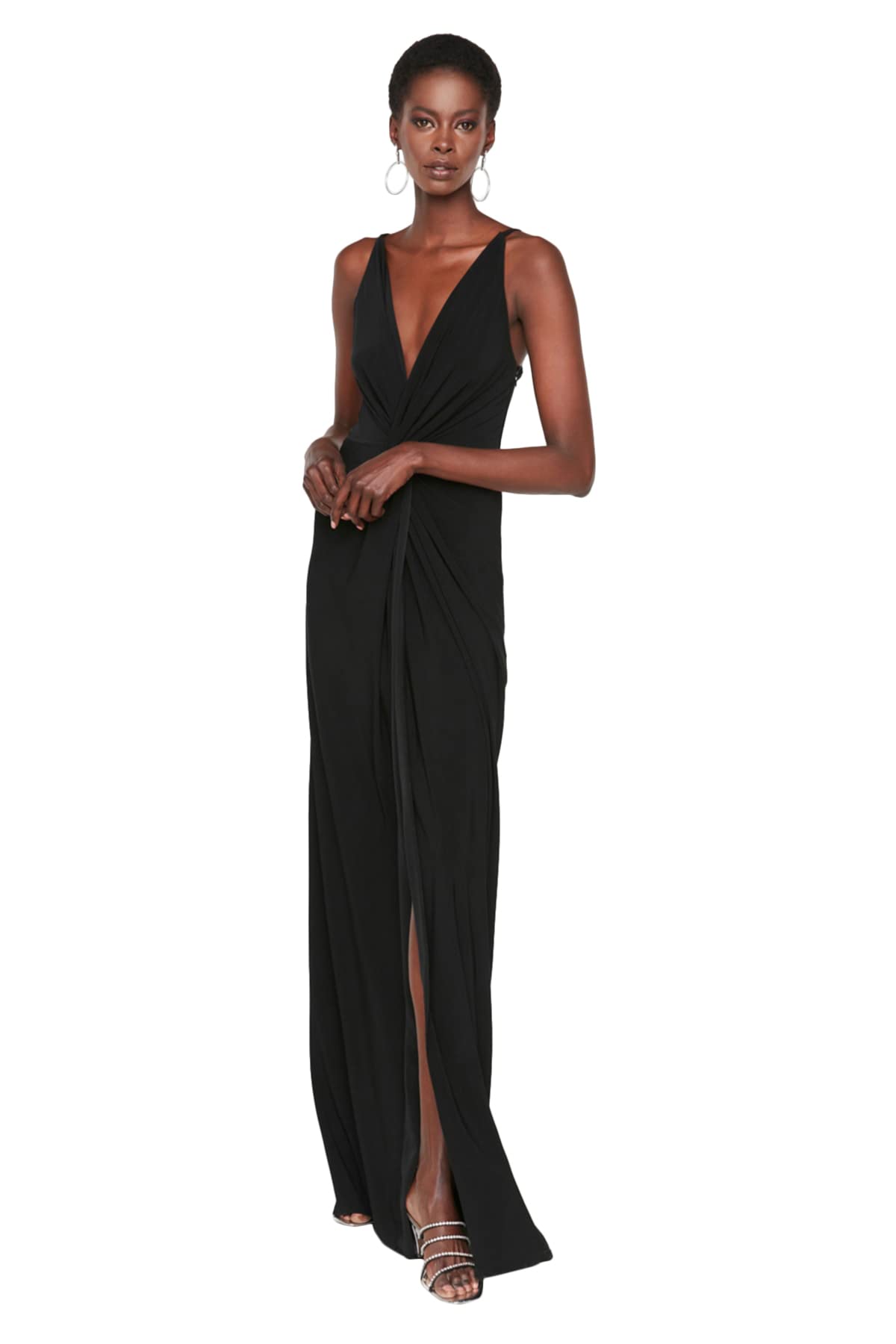 Trendyol Women Prom/Bridesmaid Maxi Mermaid Regular fit Knit Evening Dress Schwarz
