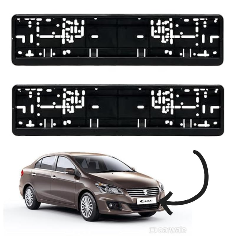 Autokaar Car Number Plate Frame Cover Black for HSRP Plate Set of 2 Front and Back Universal for Maruti Suzuki Ignis/Spresso/SX4/Ertiga/WagonR/Celerio/Invicto/Ciaz/Ritz/Zen