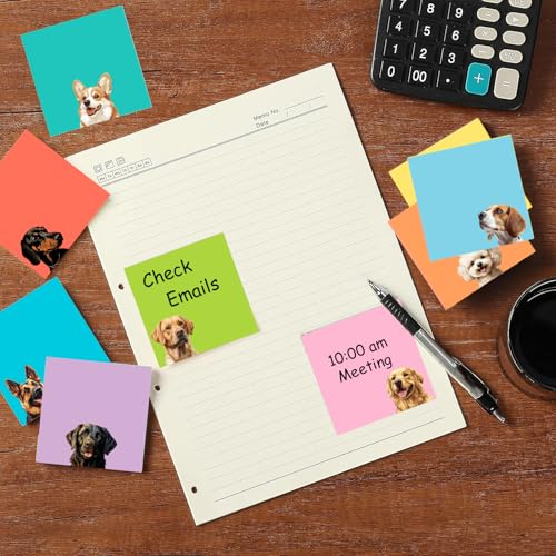 9 Blöcke Hund Haftnotizen Set, Niedliche Haftnotizen Klebezettel Süße selbstklebende Notizzettel, Lustige Sticky Notes Starke Haftung, Geschenk für Hundeliebhaber, Büro und Schulbedarf, 7,6 x 7,6cm