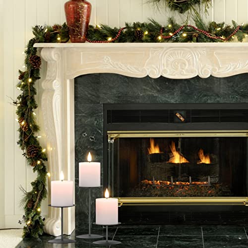 Smtyle Pillar Candle Holders Stand Set Of 3 Centerpieces Plate For Tables Or Fireplace With Black Metal Iron #TOP5