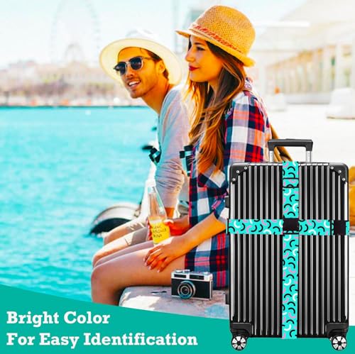 Image of Luggage Straps for Suitcases TSA Approved Easy Pack Organized Suitcase Strap, Luggage Strap, Luggage Belt Strap, Bag Straps for Luggage. Buckle Straps Travel Accessories (Turqoise)