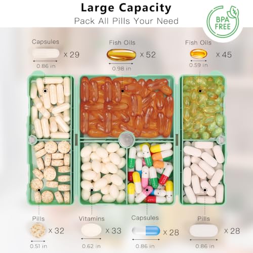 Image of FYY Travel Pill Organizer, Large Pill Box Medicine Case-2pcs Green