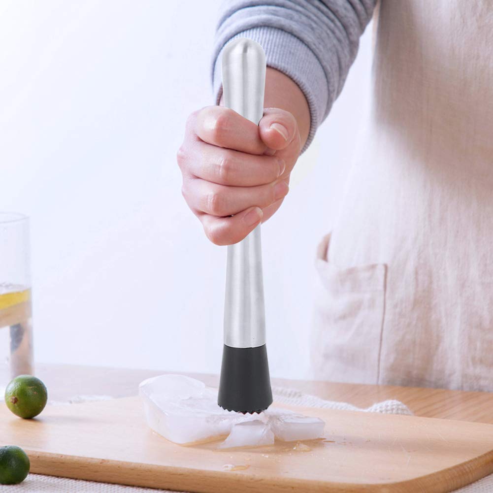 Restokki Stainless Steel Ice Crushing Rod, Ice Mixer Shaker Cocktail Muddler, Barware Kitchen Tools for Family Kitchens Bars Restaurants (Short-handled crushed popsicles)