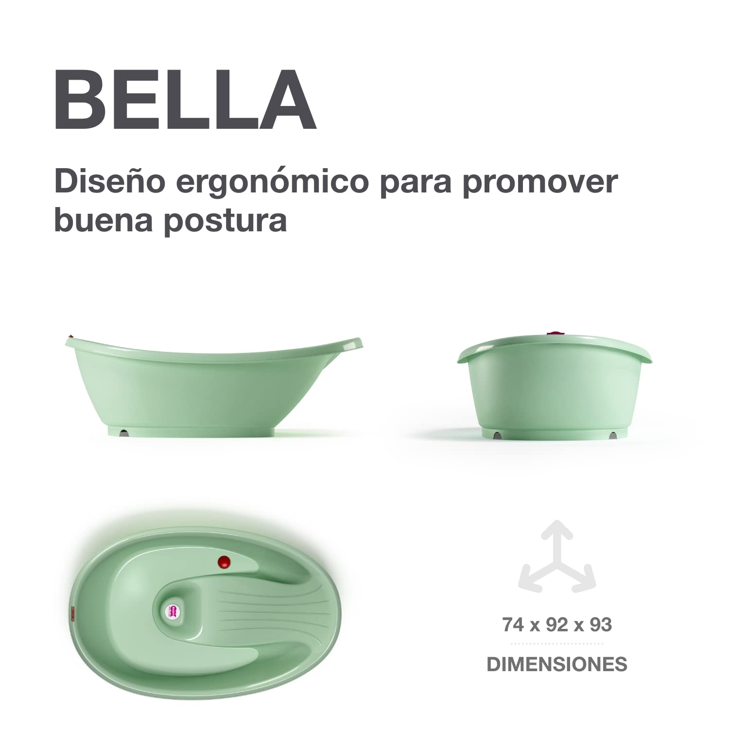 OKBABY Kit Bella bañera más soporte - Perfecto para la hora del baño desde 0-12 meses - Verde