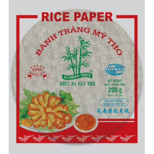 BAMBOO TREE - Hojas de arroz para rollitos de primavera, redondas, 22 cm - 1 x 200 g