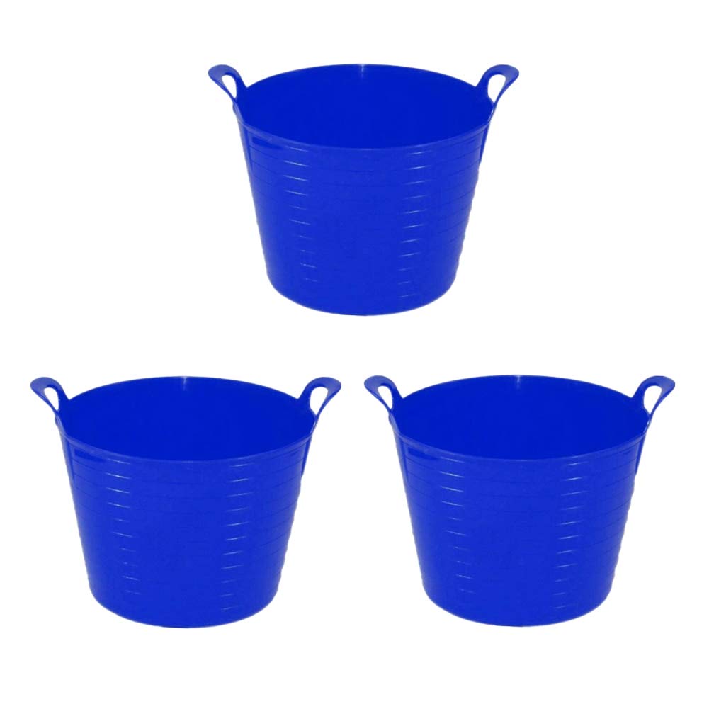 Tenlite Blue 20 Litre Multi Purpose Flexi Tub (Blue) Robust Flexible Storage Container Bucket - Set Of 3