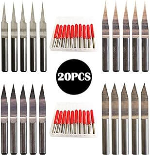 CESFONJER 20Pcs Carbide PCB Engraving Bits CNC Router Engraving Bits Tool Set 0.1mm 10° 15° 0.2mm 20° 30°
