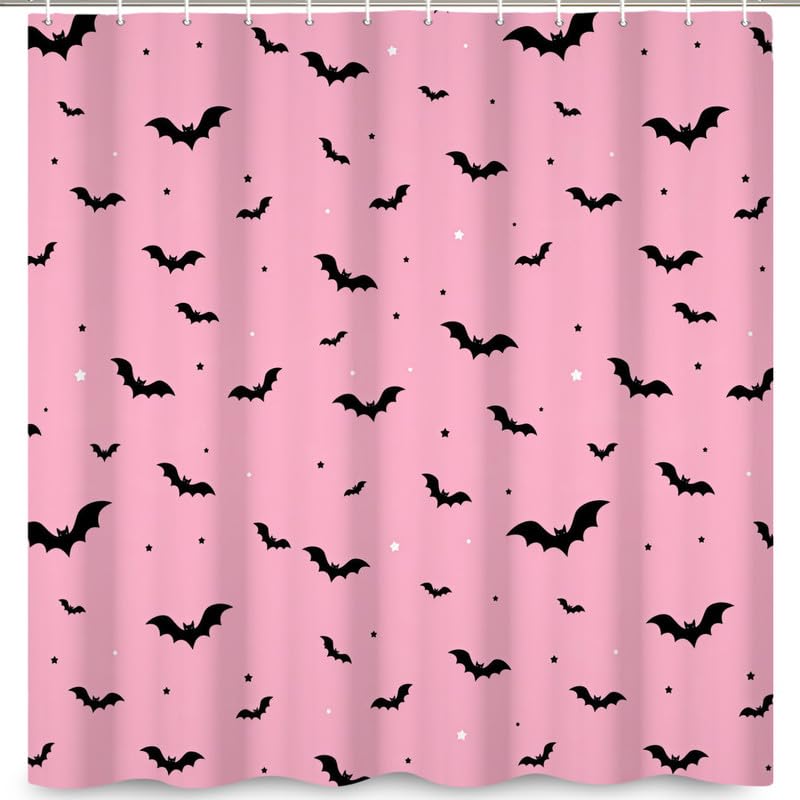 XMJJKUF Rideau Douche Halloween Chauve-Souris Rose 72x72 po