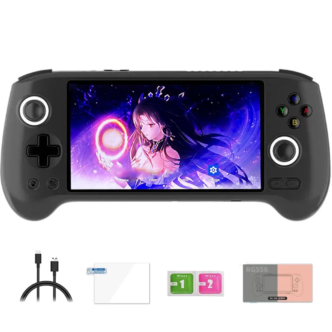 RG556 Retro Ręczna konsola do gier, Android 13 Unisoc T820 5,5-calowy ekran AMOLED, obsługa Wi-Fi, gry wideo, odtwarzacz dla dorosłych i dzieci (4+128G)
