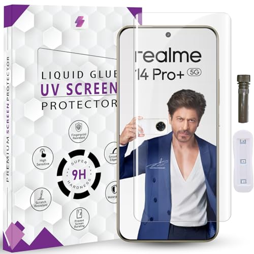 Image of Advanced HD+ UV Tempered Glass Screen Protector For Realme 14 Pro Plus 5G (6.83 Inch, Pack of 1) Full Adhesive UV Curved Screen Guard, Case Friendly