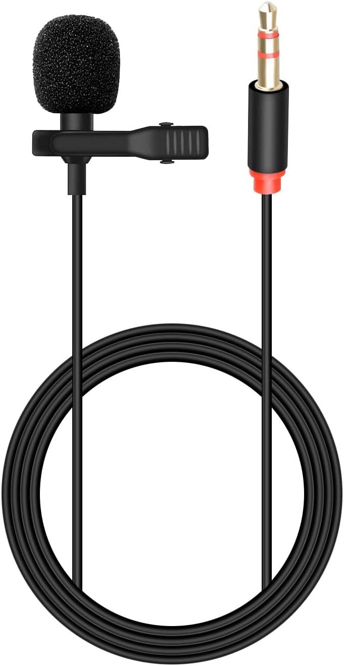 Lavalier Type TRS Microphone, 3.5mm 3 Pole Male Neck Microphone for D/JI Mic, Voice Amplifier, Teachers, Speakers, Coaches, Presentations, Live Streaming (1.5M)