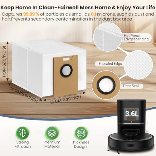 Image of RV20 Max Plus Replacement Parts for Tapo RV20 Max Plus /RV30 Max Plus /RV30 /RV20 Robotic Vacuum Cleaner Parts with 1 Roller, 4 HEAP, 6 Mops, 6 Dust Bags, 6 Side Brushes,1 Clean Brush