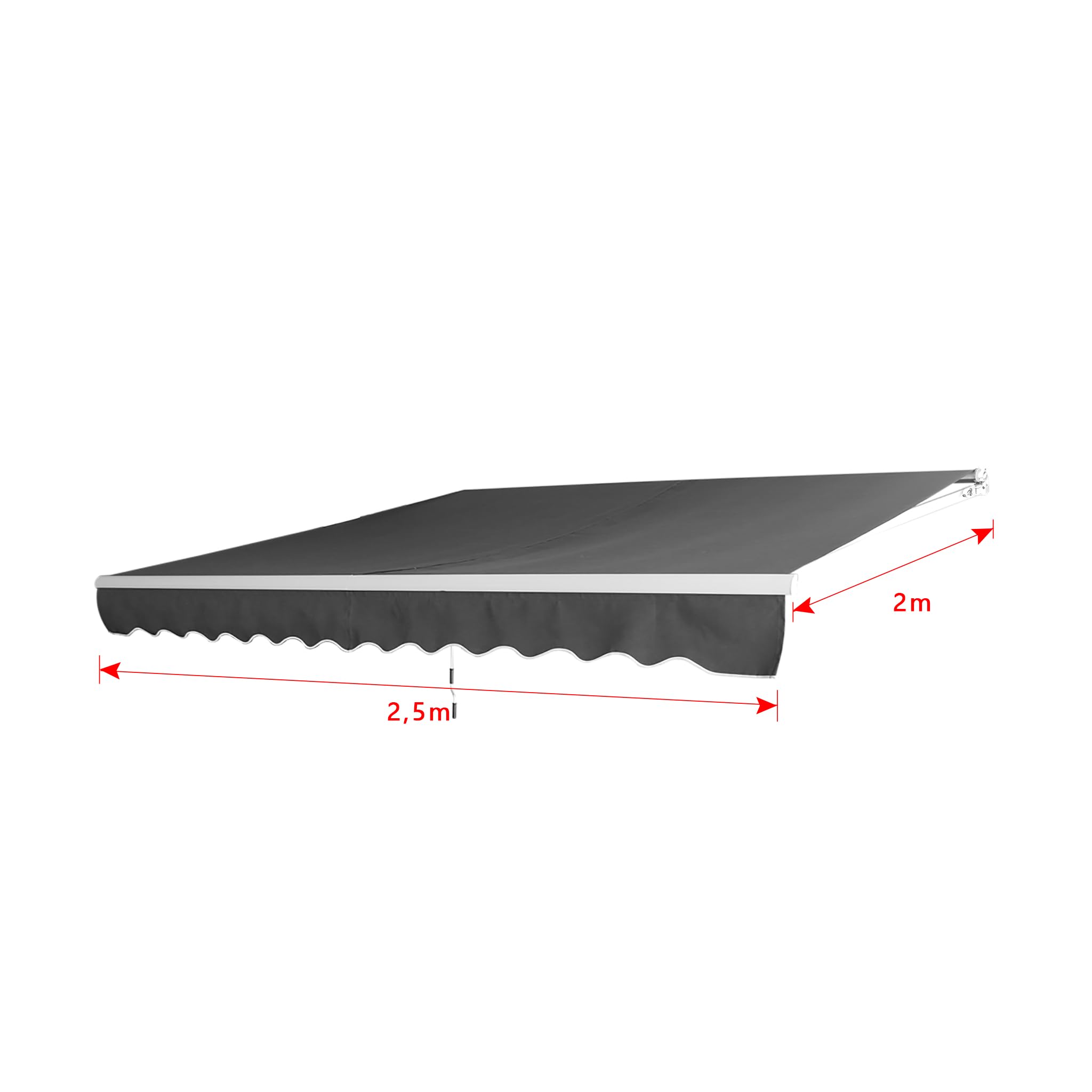 ACXIN Store banne en aluminium - Protection solaire - Avec manivelle - Imperméable - Gris foncé (2,5 m x 2 m)