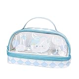 ARUNASO stifttasche Hasen-Federmäppchen mit Henkel, Kaninchen, Kätzchen, Bär, Stifteetui, Kosmetiktasche, transparent, wasserdicht, doppellagig groß(Bleu)