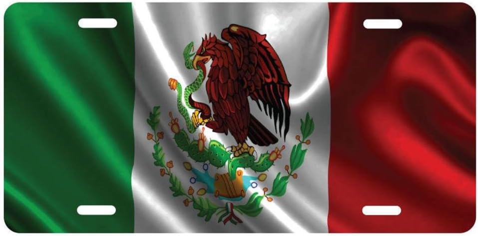 Panda Mexican Flag Waving Aluminum License Plate license frame custom Metal License Plate for Car Novelty license plate 12 inch X 6 inch