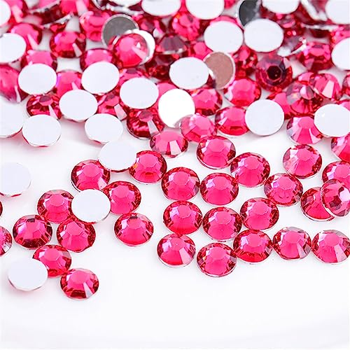 Image of 3000 Pieces SS12 3mm Flatback Rhinestones Clear Glass Round Gems Crystals for Nail Art DIY Crafts Clothes Shoes Bags (Rose Red)