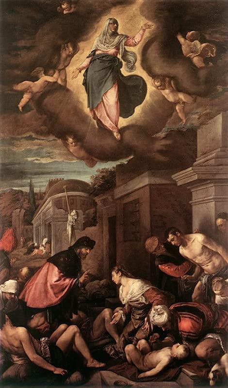 NAAYRASAFamous Painting HD Print Picture Abstract Print Artwork St Roche Among the Plague Victims and the Lady in Glory by Jacopo Bassano Mural Poster for Home Decor 60x90cm