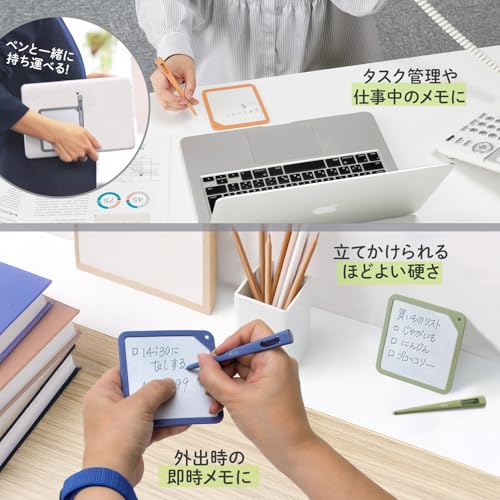 プラス メモパッド ノート メモ帳 繰り返し エコ文具 ペーパーレス ビジネス カイテ Kaiteメモ 90 × 90​ グレー​ 【25年版】 KM-0909A-GY​ 538-257​