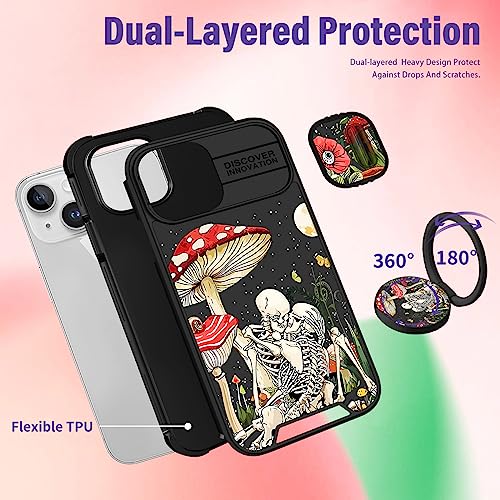 Image of Funermei (2in1 for iPhone 13 Case /for iPhone 14 Case for Women Cute Girls Skull Phone Cover Skeleton Goth Fun Spooky Horror Gothic Scary Design with Camera Cover Funda for Apple for iPhone 13 /14 Case