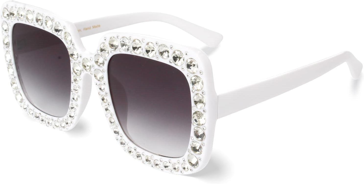 Extra Large Square Sparkly Crystal Sunglasses Bling Rhinestone Concert Glasses
