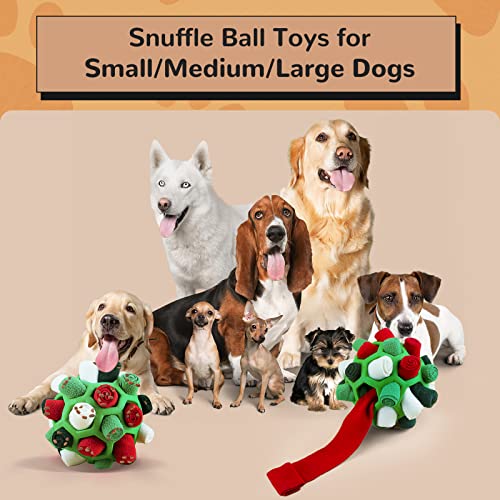 Larimuer Schnüffelball für Hunde, Schnüffelteppich Schnüffelspielzeug Interaktive Hundespielzeug tragbarer Haustier Snuffle Ball Toy für Kleine Mittelgroße Hunde Haustier (Grüne Weihnachten)