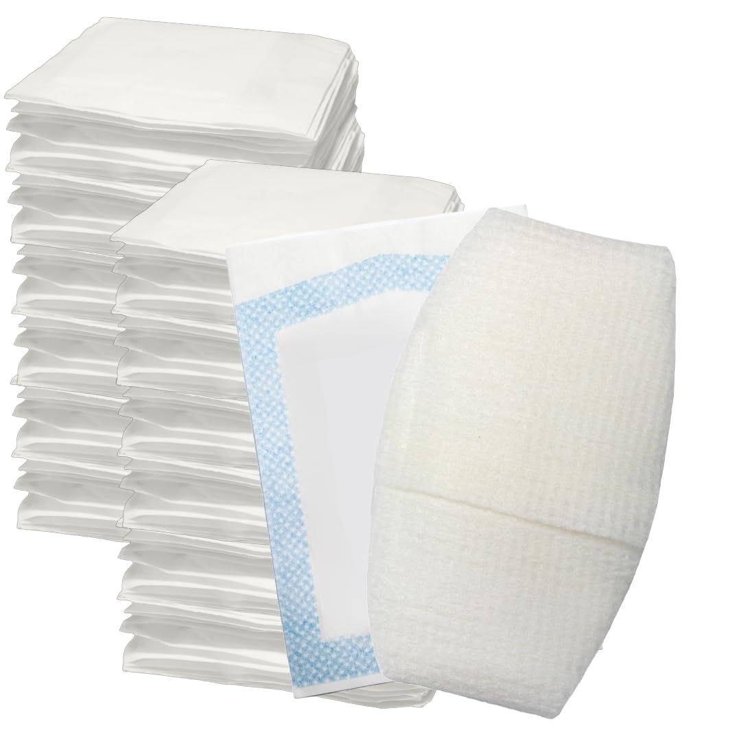 100 Sterile Oval Eye Pads - Soft Absorbent 2 5/8 x 1 5/8 Eye Shaped Medical Gauze Pad with Thick Protective Filler, Individually Wrapped - Specially Shaped for Comfort, Compressed Edges to Reduce Lint