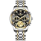 W WOLF-CUB Orologio da polso da uomo di lusso impermeabile luminoso cronografo orologio per uomo in acciaio inossidabile orologi al quarzo da uomo, Nero e oro, Affari