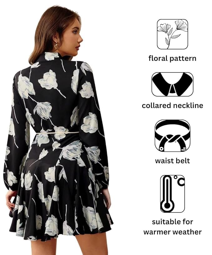 Image of Leriya Fashion Mini Dress for Women | One Piece Dresses for Womens |Mini Dresses Rayon for Women Stylish |Summer Casual Outfit Events, Date & Evening Look |Tunic Shirts for Women
