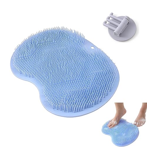 Shower Foot Scrubber,Foot Cleaner Massager Mat with Non-Slip Suction Cups,Shower Foot Massager Scrubber, Foot Scrubber Bath Mat for Foot Care, Exfoliation, Scrubs Feet Clean(Blue)