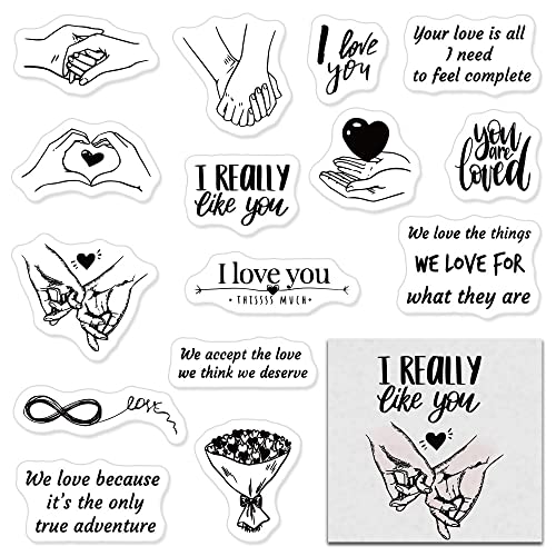Langfon Valentine Hands Clear Stamps For Card Making Decorative Love Words With Sentiment Transparent Silicone Valentine's Day Diy Scrapbooking Supplies Embossing Paper Album Decoration Craft #TOP8
