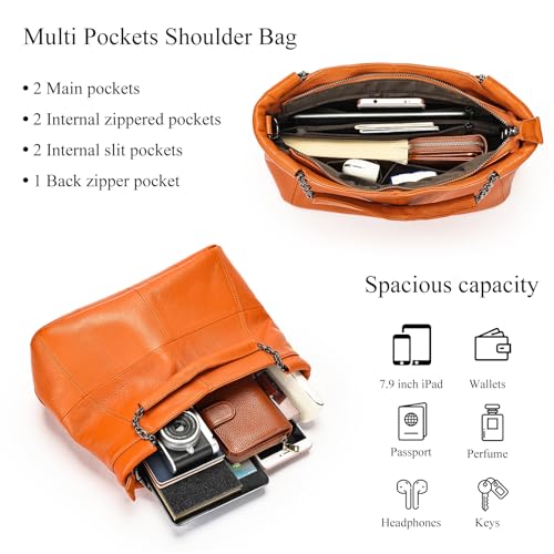 Image of Genuine Leather Women Handbags and Purses Designer Medium Tote Bag Fashion Shoulder Crossbody Satchel Hobo Bag