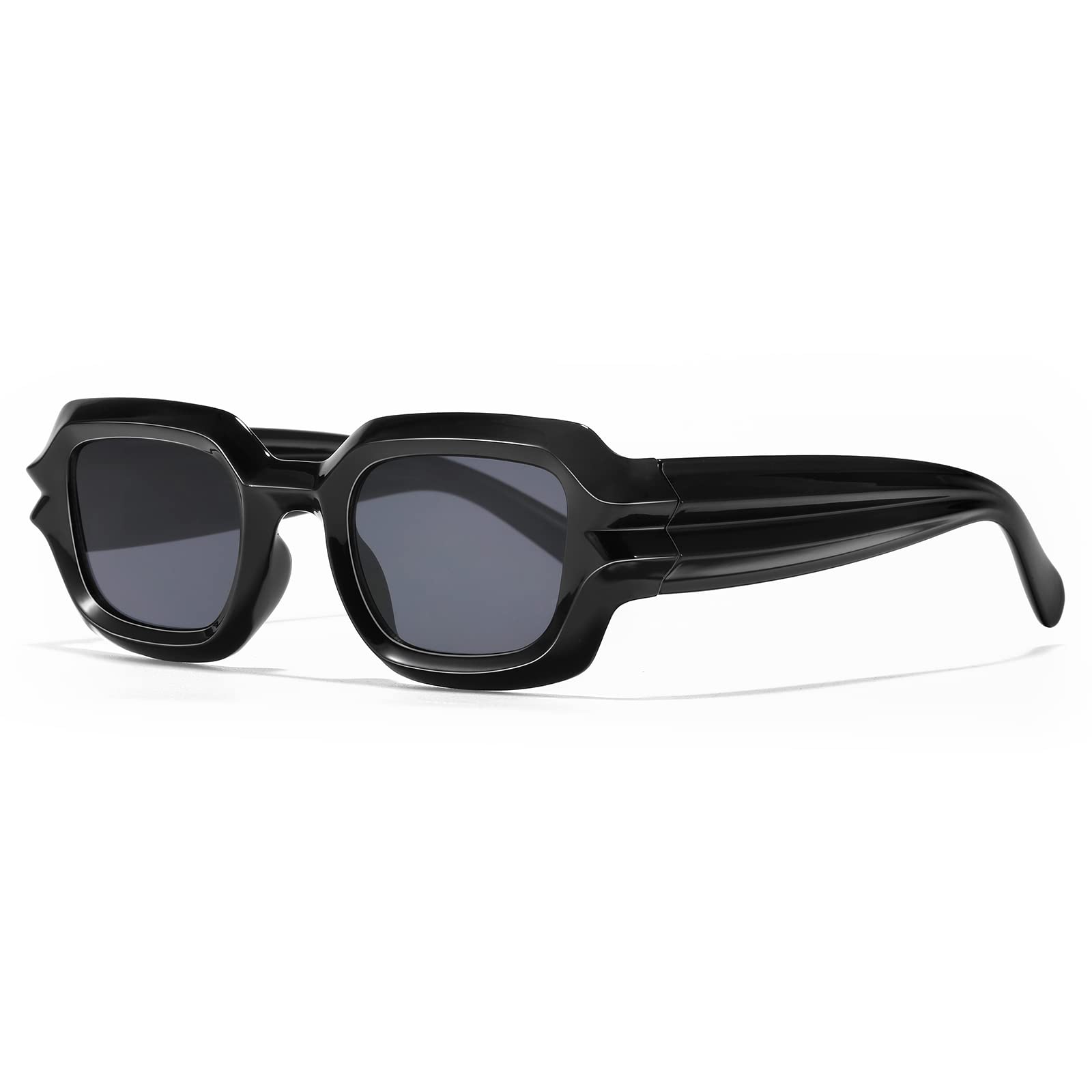 MUDIWRLO Rectangle Sunglasses for Women Driving Glasses 90’s Trendy Retro Sunglasses Narrow Square Frame UV400