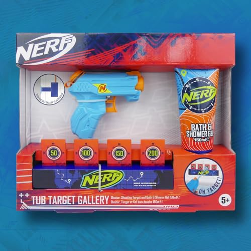 Nerf Tub Target Gallery Children's Gift Set - Nerf Blaster - Bath & Shower Gel 150ml - Bath Target