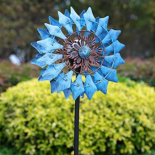 Solar Wind Spinner - Solar Powered Glass Ball 75In Multi Color Seasonal Led Lighting With Kinetic Dual Direction Metal Sculpture Construction For Outdoor Yard Lawn & Garden #TOP1
