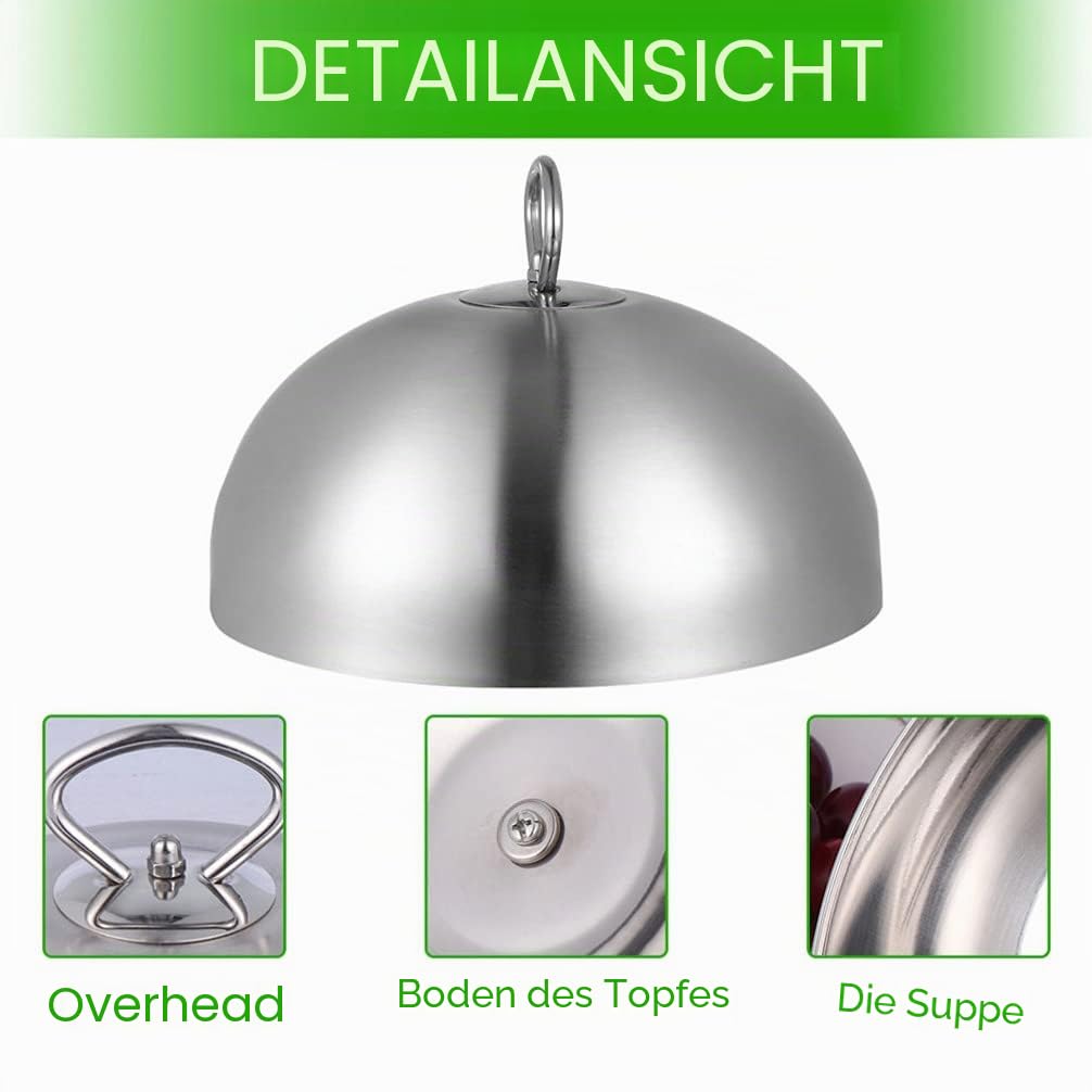 BESTonZON Edelstahl Abdeckhaube Für Lebensmittel 11.81 Zoll Runde Servierhaube Mit Griff Ölbeständige Steakabdeckung Schutz Vor Fliegen Und Spritzern Für Küche Und Grill