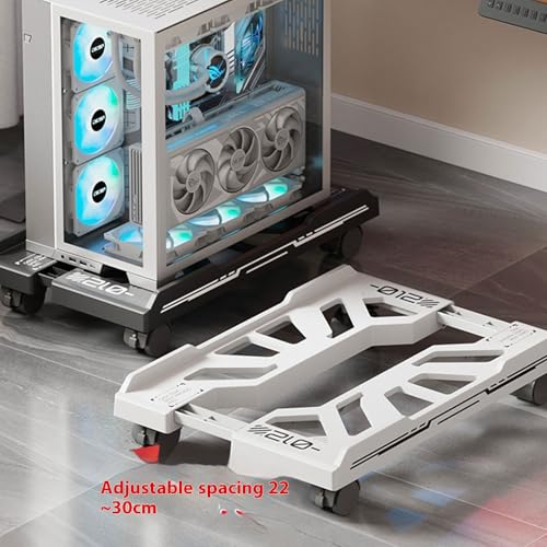 Soporte móvil ajustable para CPU con 4 ruedas giratorias, soporte de torre para computadora de piso, carrito para PC miniatura 4