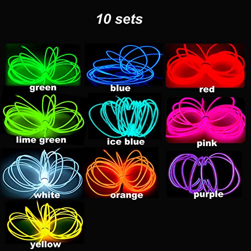 Image of MaxLax EL Wire, Portable Neon Lights EL Wire 5 in 1 Meter, Electroluminescent Wire for Halloween Decoration, Christmas Party, Blacklight Run,DIY Decoration (Ten Colors, 2Pack 5 in1M)