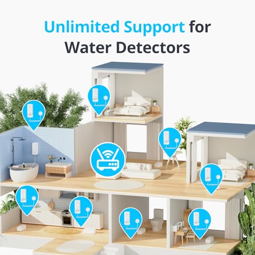 Miniatura 5 de Switchbot Wifi Sensor De Agua, Detector Inteligente De Fugas De Agua, 100db Alertas Ajustables Y De App, Ip67 Impermeable, Detector Inalámbrico Para Cocina, Baño, Sótano Detector With Cable 3pack